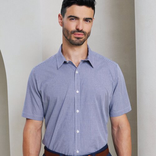 Microcheck (Gingham) short sleeve cotton shirt Thumbnail