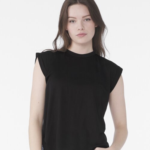 Bella Ladies Flowy Rolled Cuff Muscle T-Shirt Thumbnail