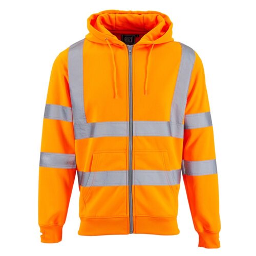 Supertouch Hi Vis Orange Zipped Hooded Sweatshirt Thumbnail