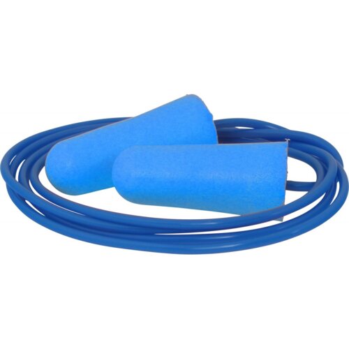 EP301CD - 38 SNR Corded Detectable Blue Foam PU Earplug, Box of 200 Thumbnail